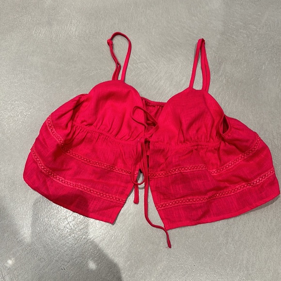 Shein Icon Tie Peplum Crop Cami Top - Picture 2 of 2